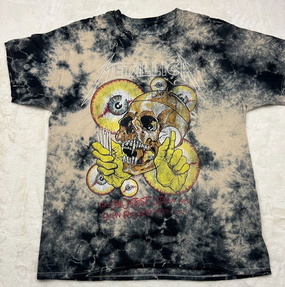 Metallica The Shortest Straw T Shirt Mens Large Tie Dye Skull Eyes Graphic